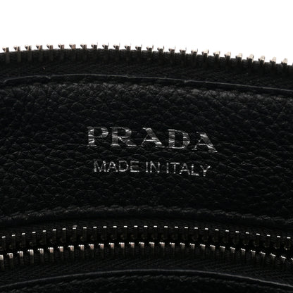Prada Vitello Daino Soft Zippered Shoulder Bag Black 6 of 11