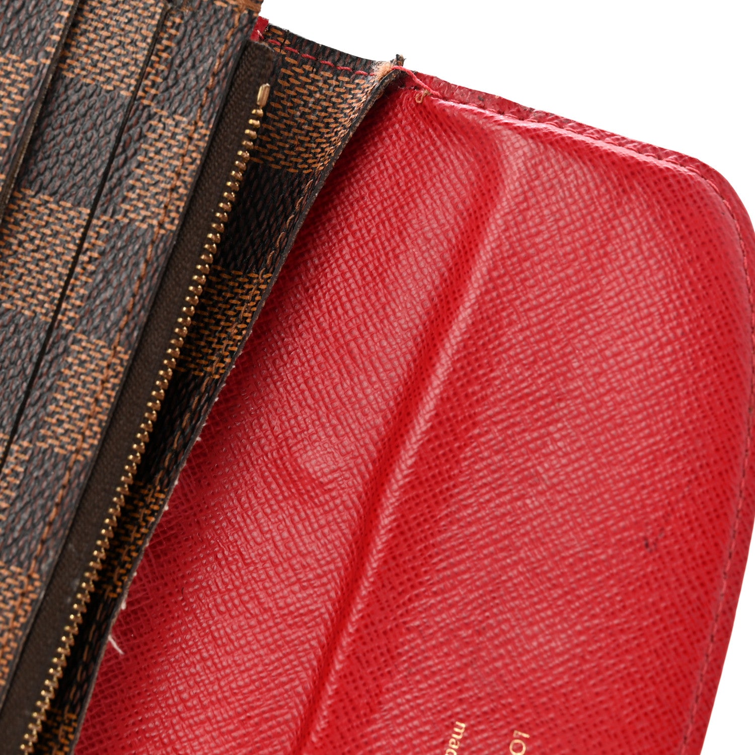 Louis Vuitton Damier Ebene Emilie Wallet Red 7 of 9
