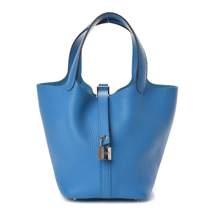 Hermes Taurillon Clemence Picotin Lock 18 PM Bleu Zanzibar 1 of 12
