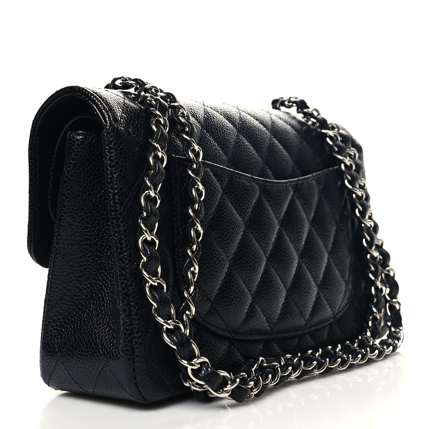 Caviar Quilted Small Double Flap Black
