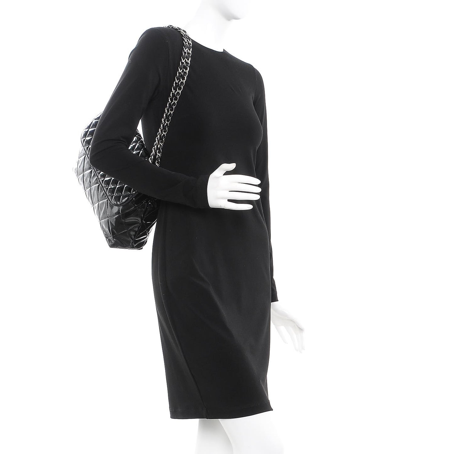 Vinyl Quilted In the Business Flap Bag Black