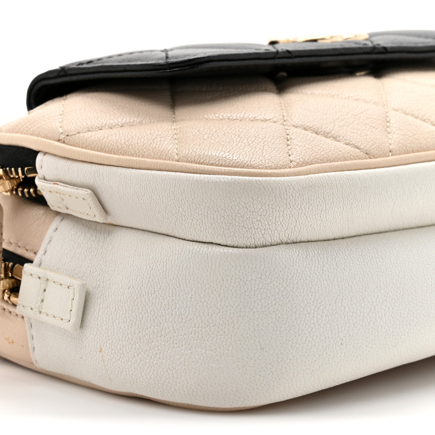 Chanel Goatskin Quilted Waist Bag Beige White Black 11 of 12