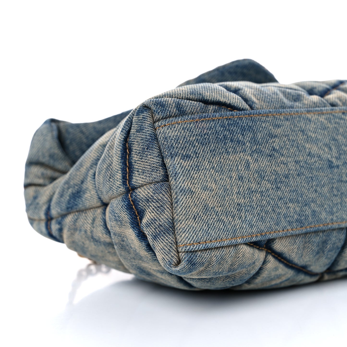 Denim Quilted Toy Loulou Puffer Monogram Chain Satchel Blue Cinnamon