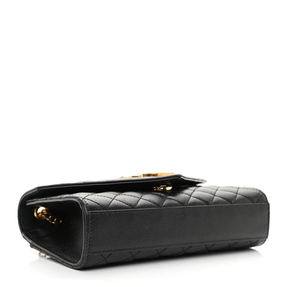 Saint Laurent Grain De Poudre Textured Mixed Matelasse Triquilt Small Monogram Satchel Black 4 of 9