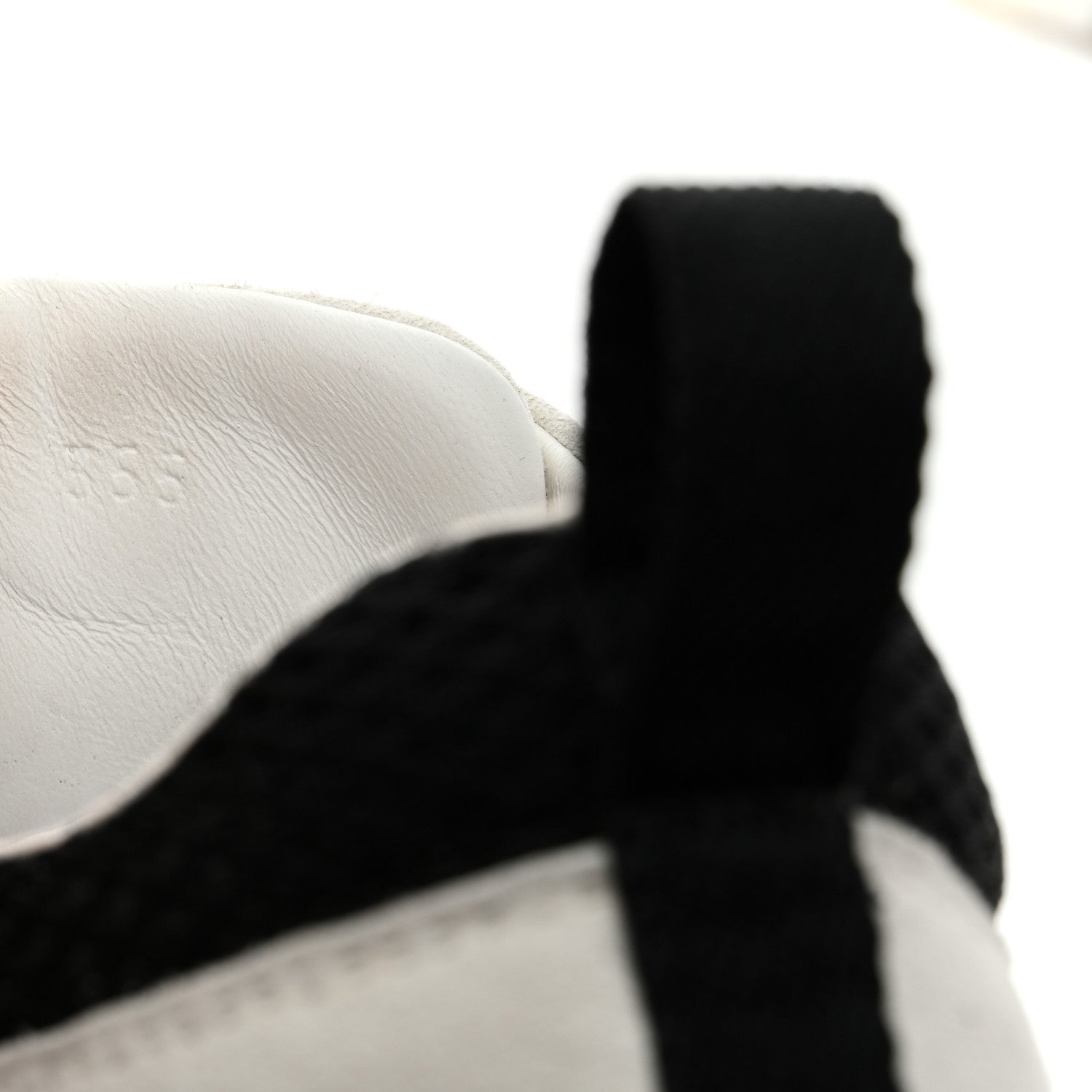 Hermes Air Mesh Suede Goatskin Bouncing Sneakers 35.5 Black White 8 of 9