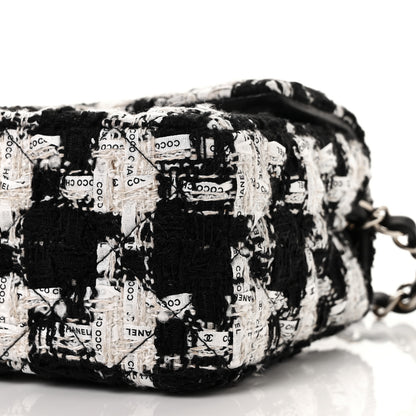 Chanel Tweed Quilted Mini Rectangular Flap Black Ecru White 9 of 9