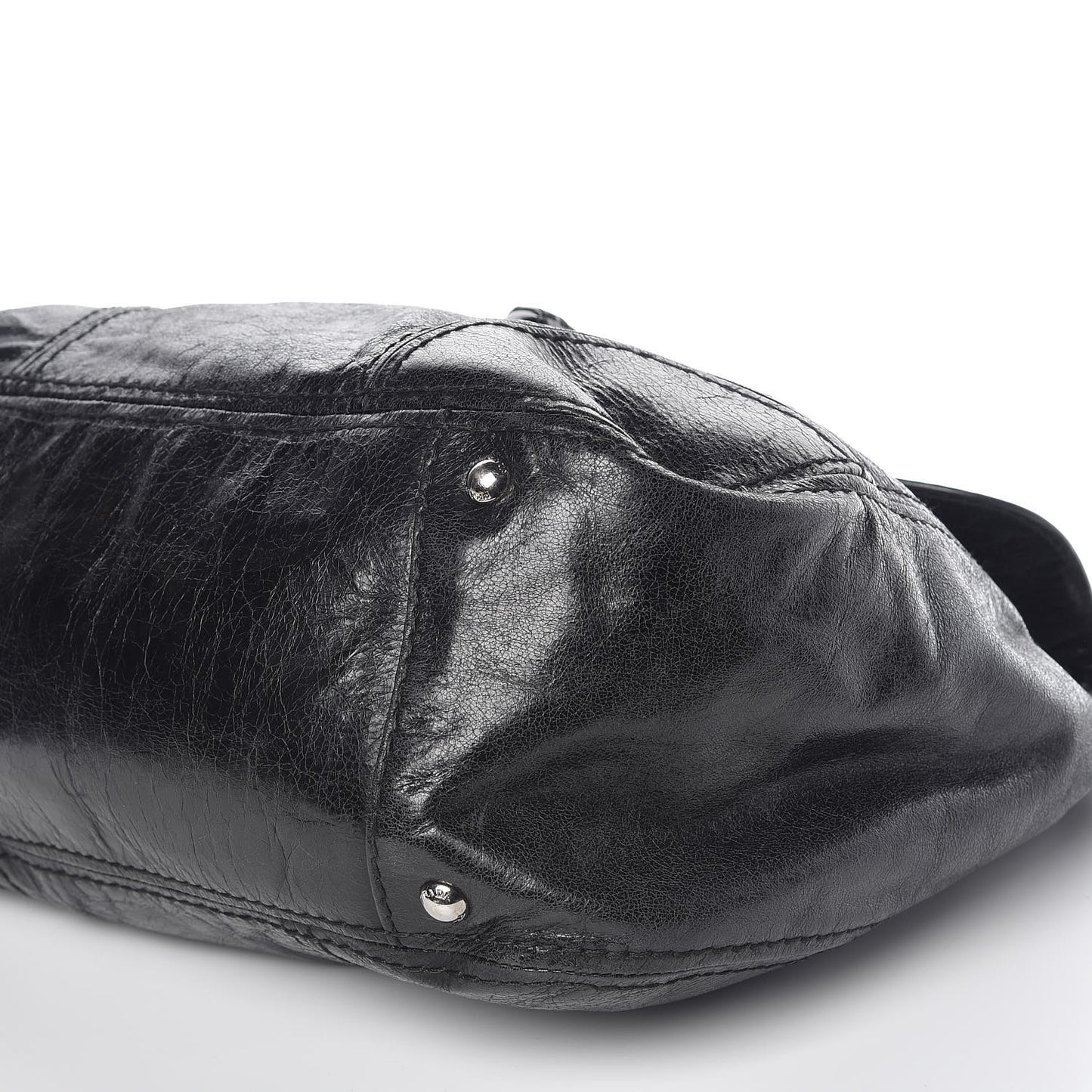Vitello Shine Turnlock Flap Shoulder Bag Black