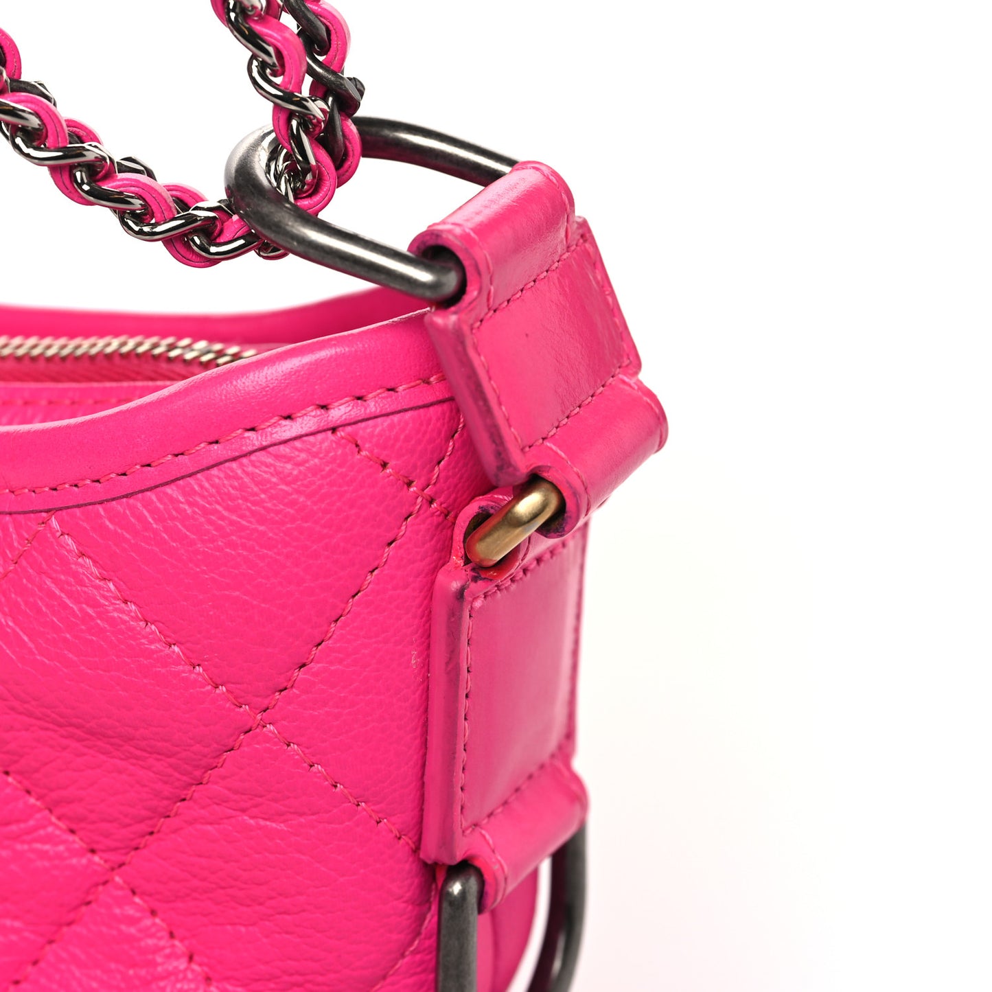 Goatskin Quilted Small Gabrielle Hobo Pink