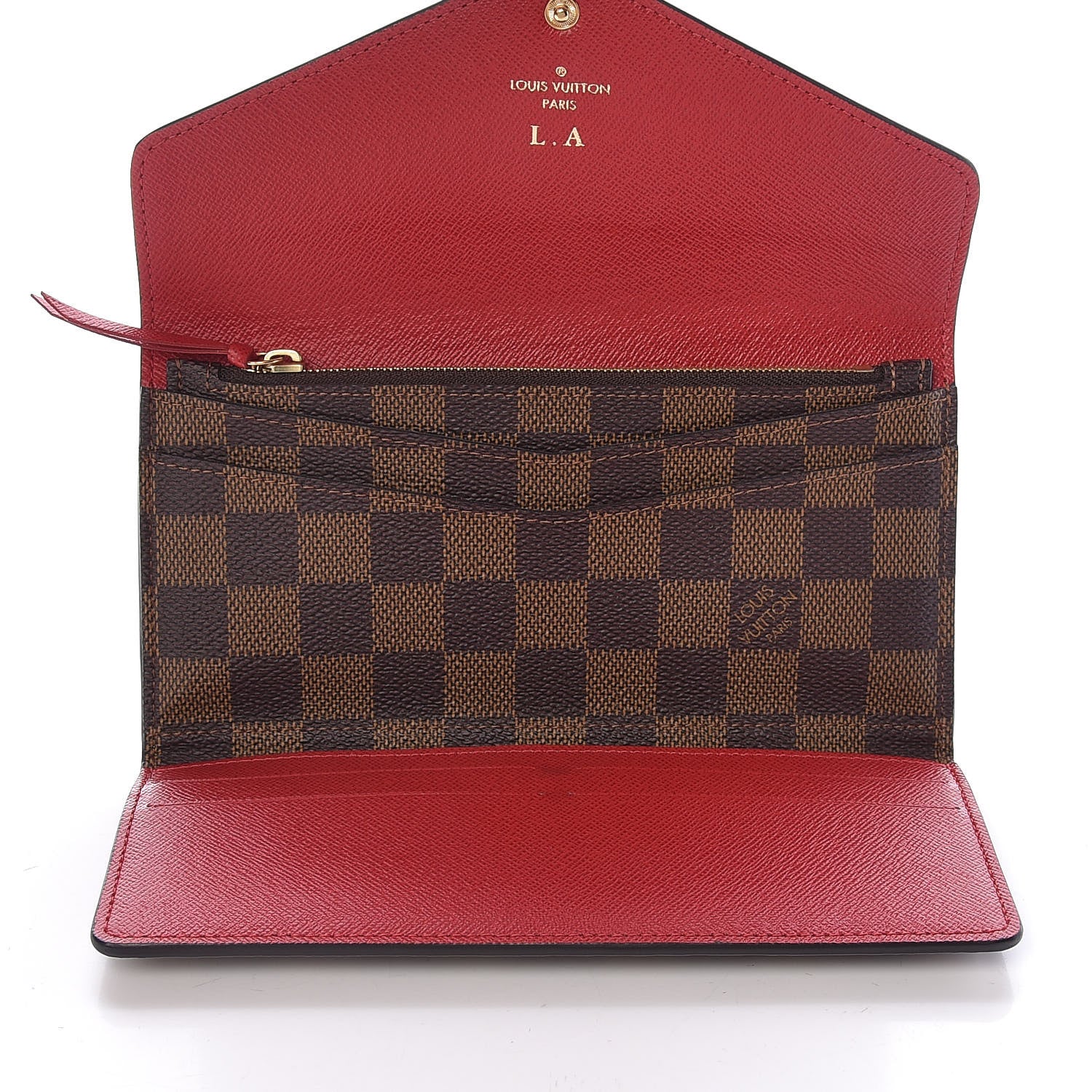 Louis Vuitton Damier Ebene Josephine Wallet Red 5 of 10