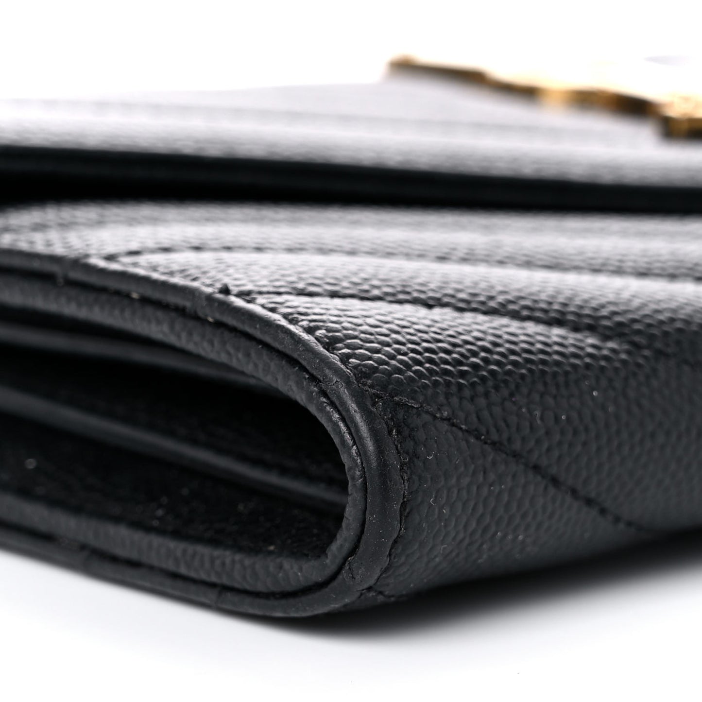 Grain De Poudre Matelasse Chevron Monogram Flap Wallet Black
