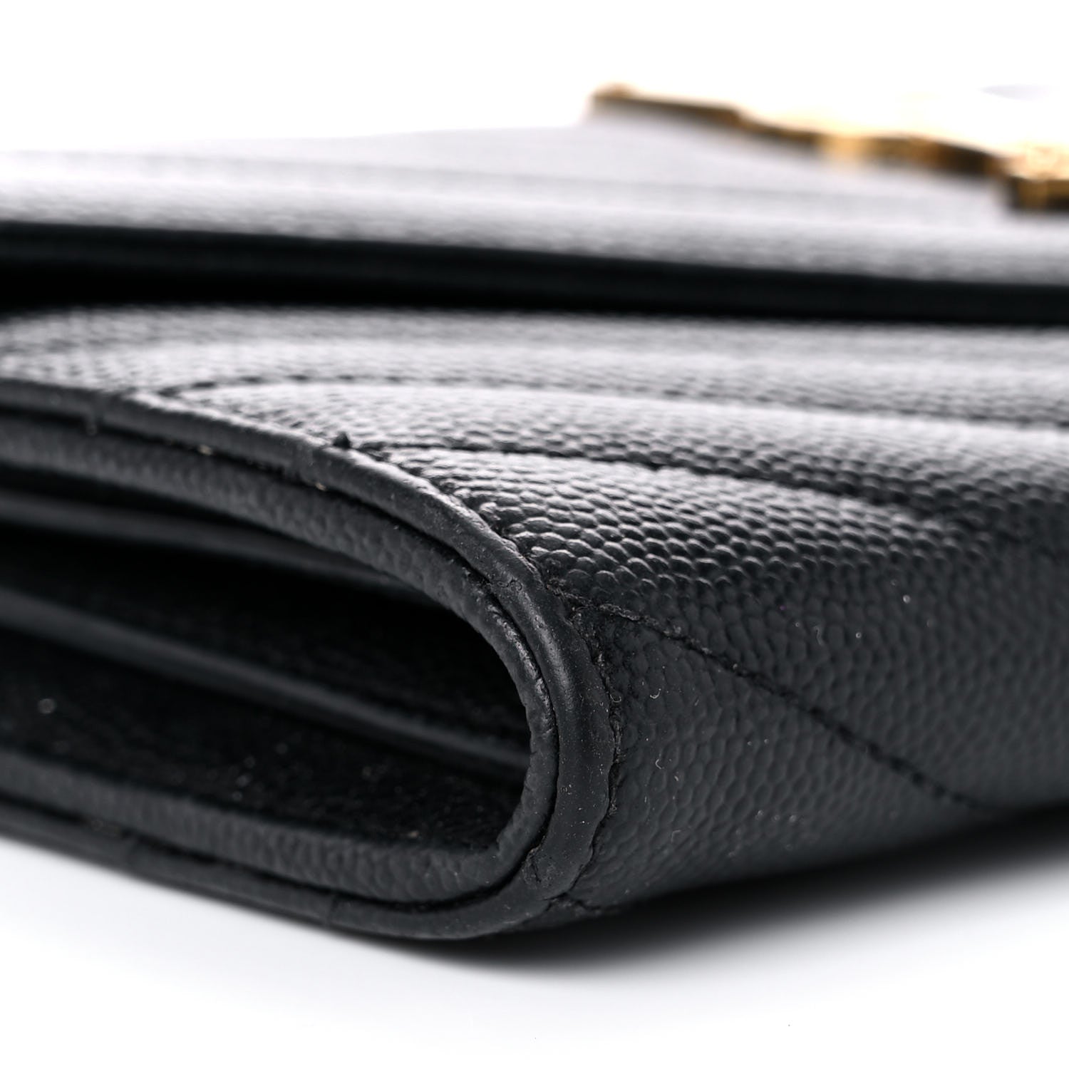 Saint Laurent Grain De Poudre Matelasse Chevron Monogram Flap Wallet Black 9 of 14