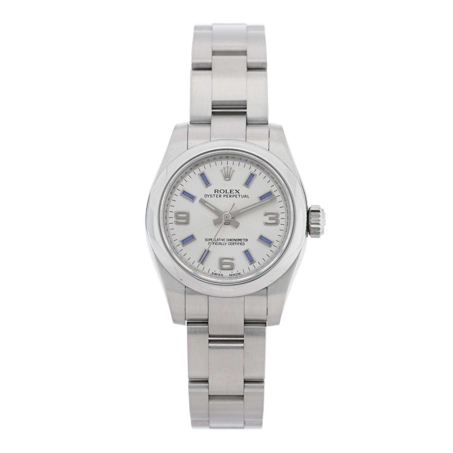 Stainless Steel 26mm Oyster Perpetual Watch Blue Index 176200