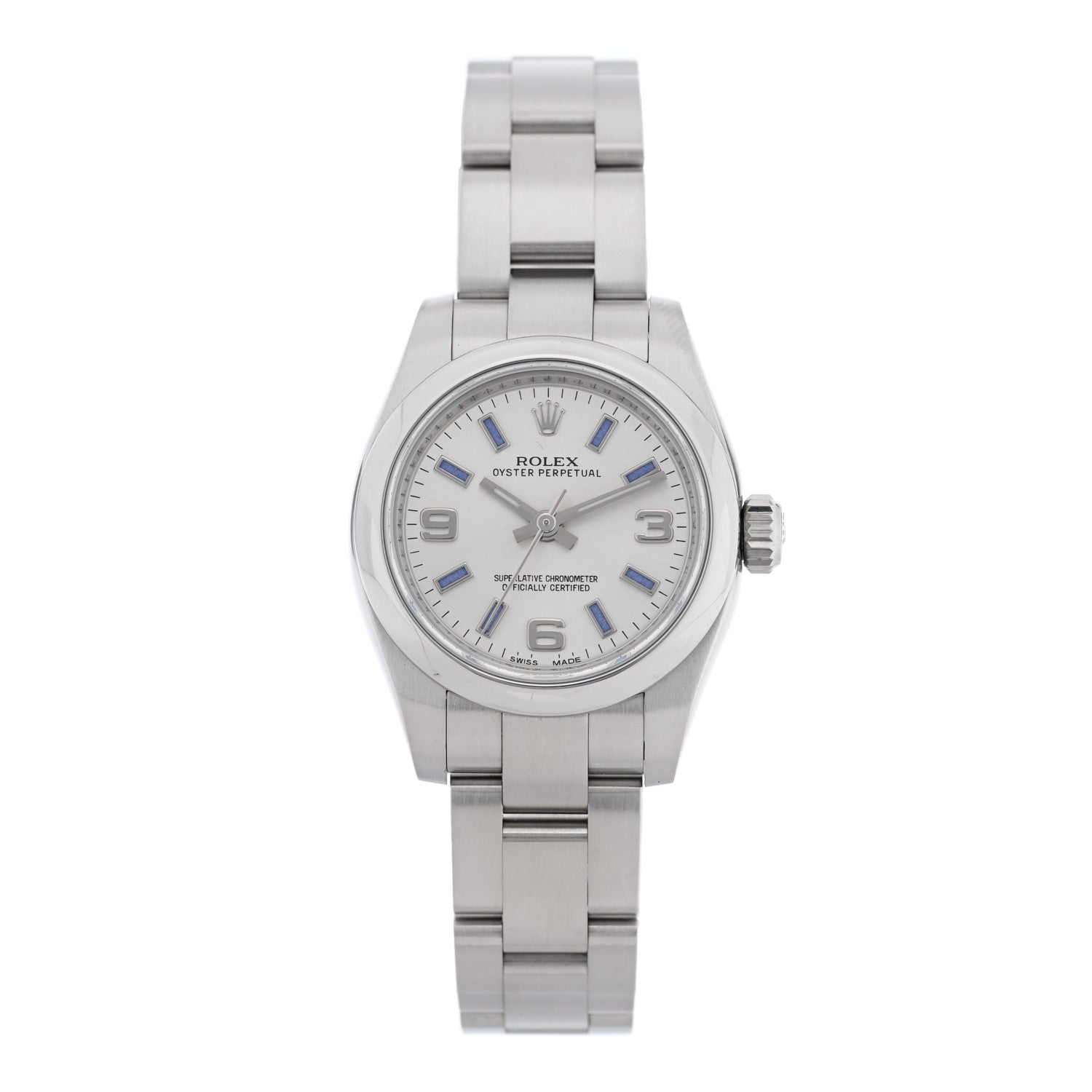 Rolex Stainless Steel 26mm Oyster Perpetual Watch Blue Index 176200 1 of 4