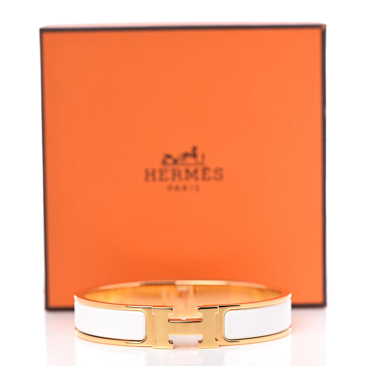 Enamel Narrow Clic Clac H Bracelet GM White