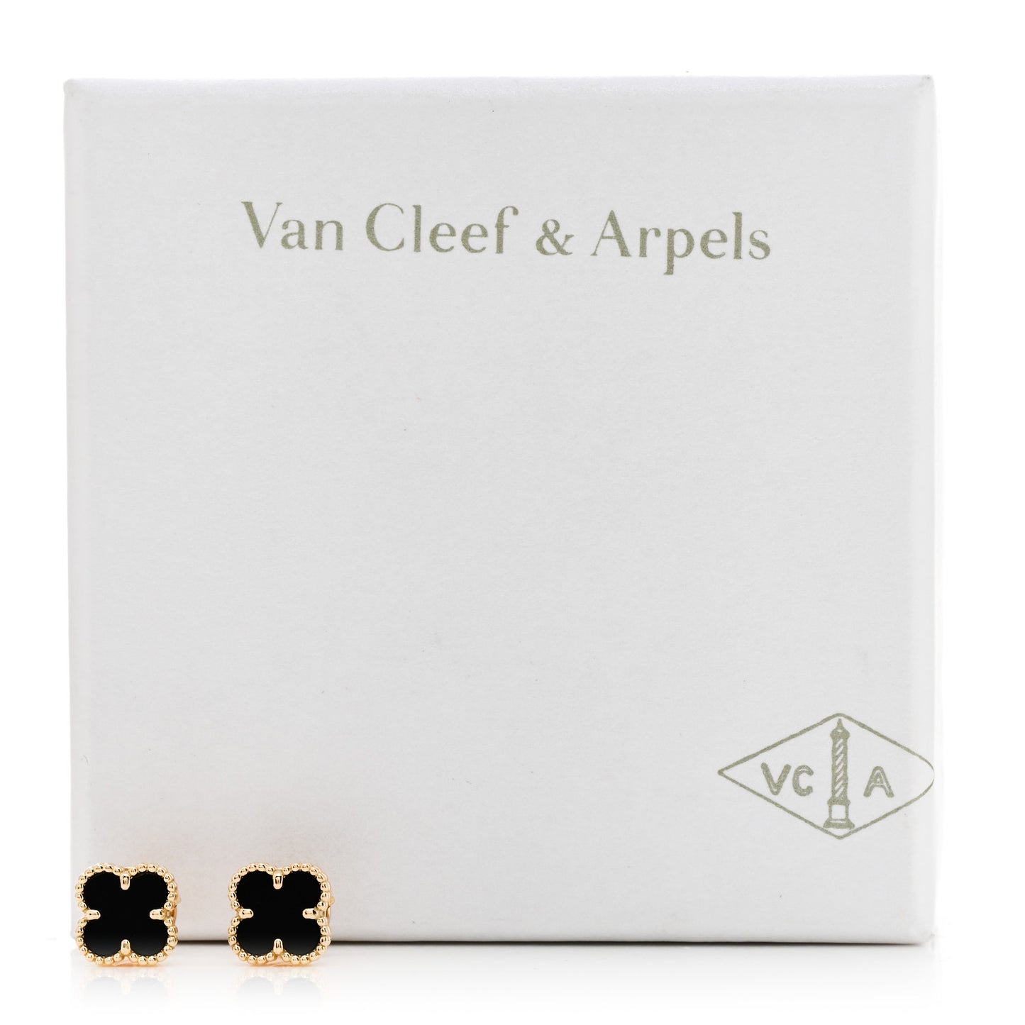 18K Yellow Gold Black Onyx Sweet Alhambra Earrings