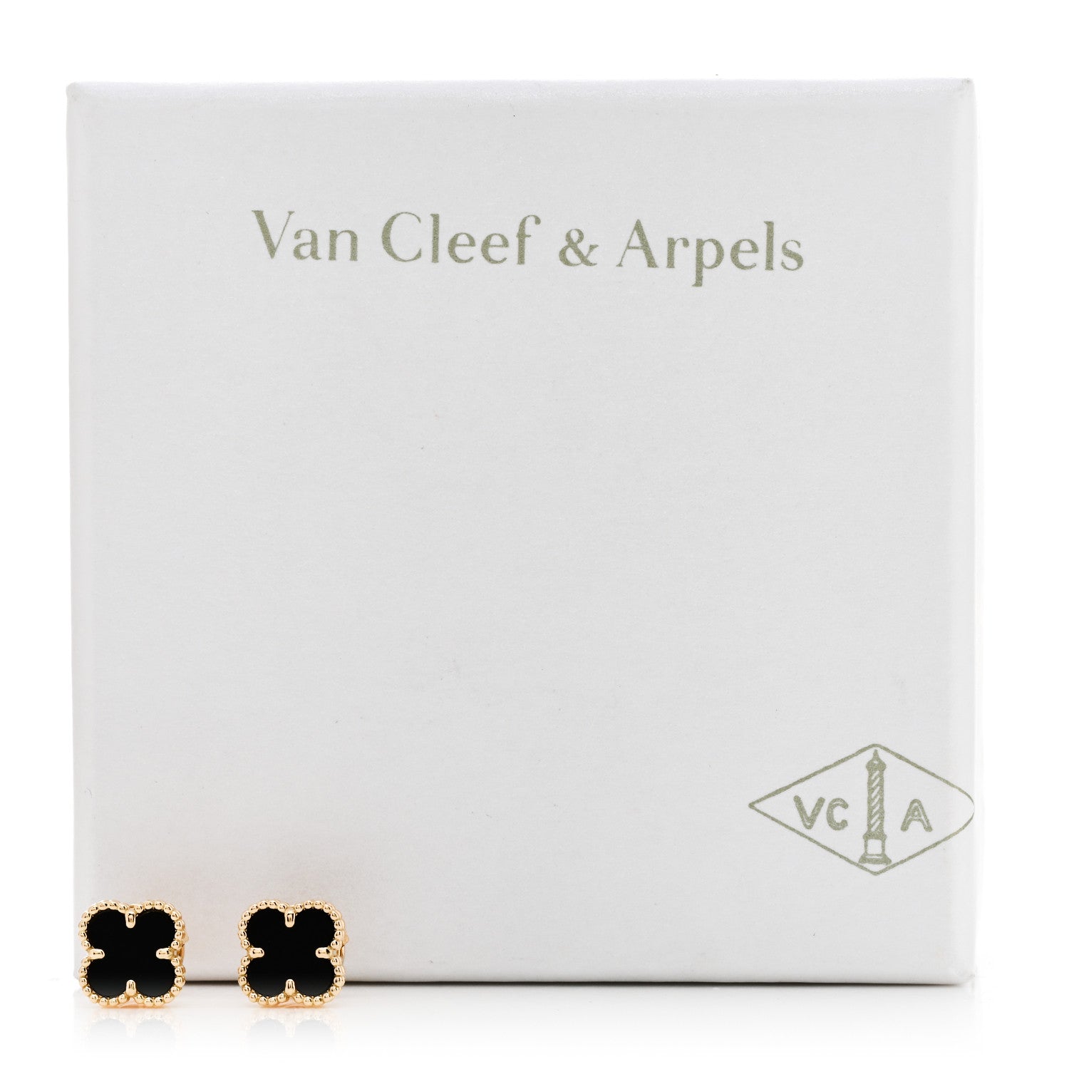 Van Cleef & Arpels 18K Yellow Gold Black Onyx Sweet Alhambra Earrings 5 of 5