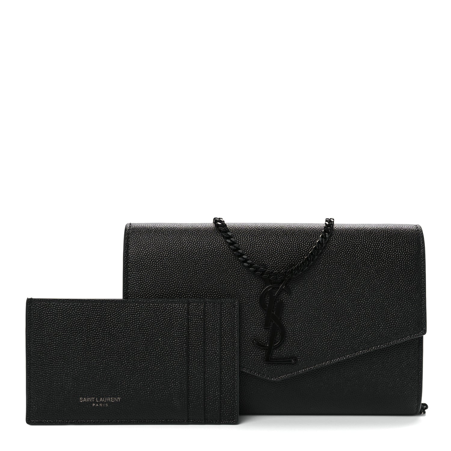 Saint Laurent Grain De Poudre Uptown Chain Wallet Black 1 of 13