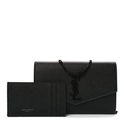 Saint Laurent Grain De Poudre Uptown Chain Wallet Black 1 of 13