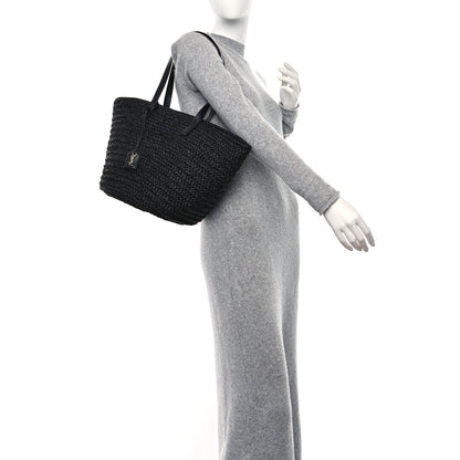 Saint Laurent Raffia Medium Panier Bag Black 2 of 9