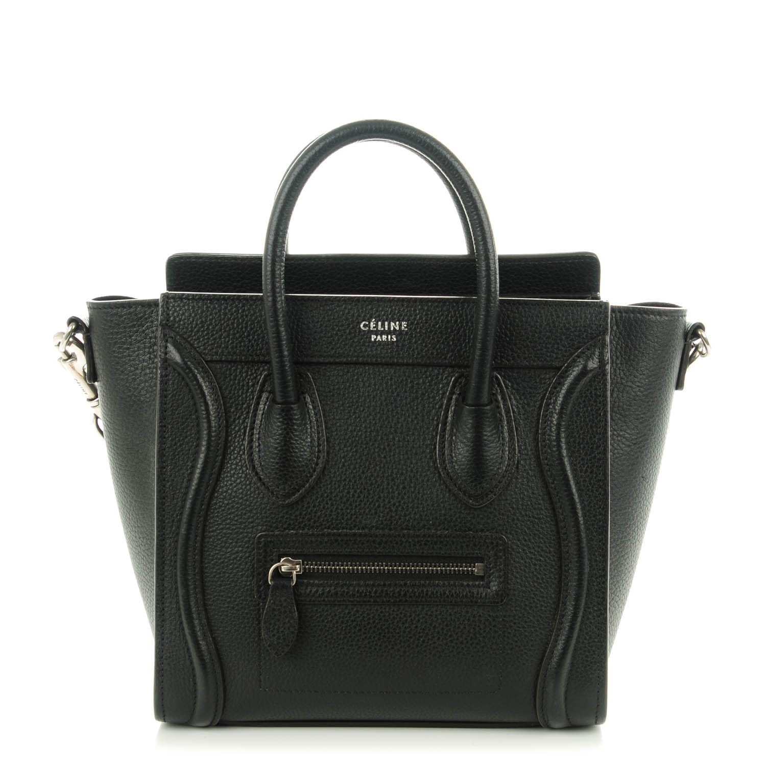 Celine Drummed Calfskin Nano Luggage Black 1 of 7