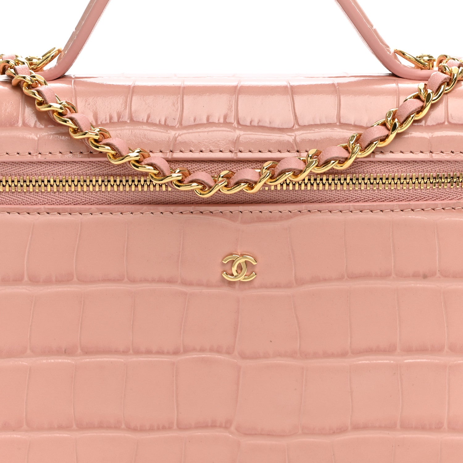 Chanel Calfskin Crocodile Embossed Crococo Exoticoco Vanity With Chain  Light Pink 8 of 11