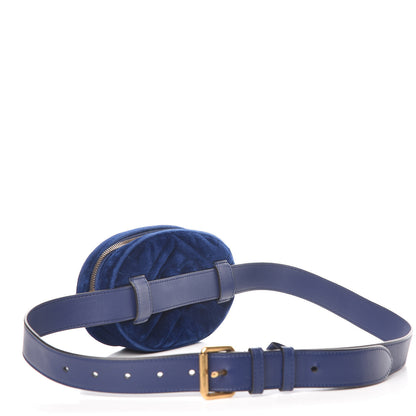Gucci Velvet Matelasse GG Marmont Belt Bag 95 38 Cobalt Blue 3 of 9
