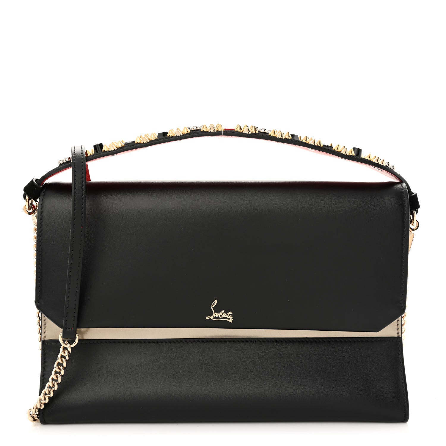 Christian Louboutin Calfskin Loubiblues Paris Clutch Bag Black Multi 1 of 14