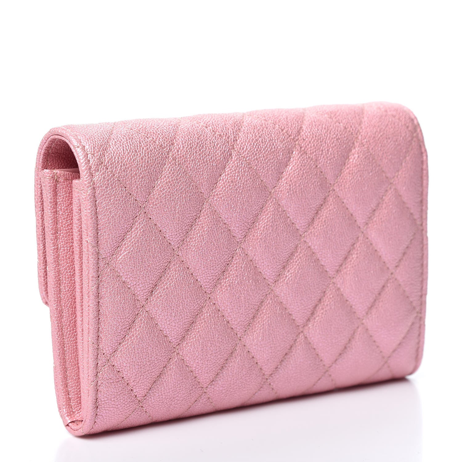 Chanel Iridescent Caviar Quilted Medium Flap Wallet Rose Pink 2 of 10