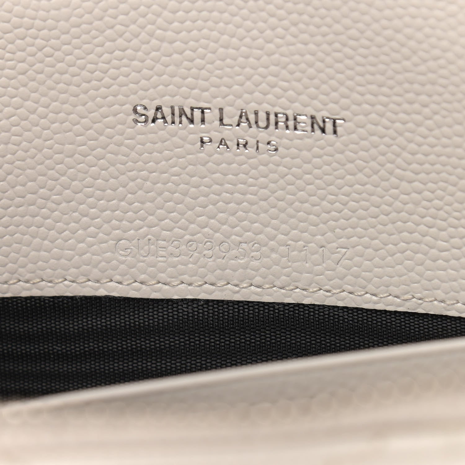 Saint Laurent Grain De Poudre Matelasse Chevron Monogram Envelope Chain Wallet Porcellana 6 of 8