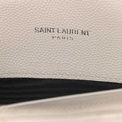 Saint Laurent Grain De Poudre Matelasse Chevron Monogram Envelope Chain Wallet Porcellana 6 of 8