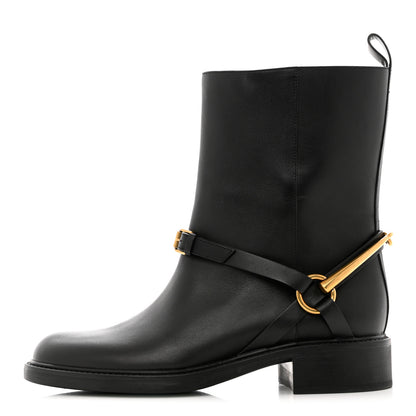 Gucci Calfskin Tess Horsebit Ankle Boots 37 Black 1 of 9