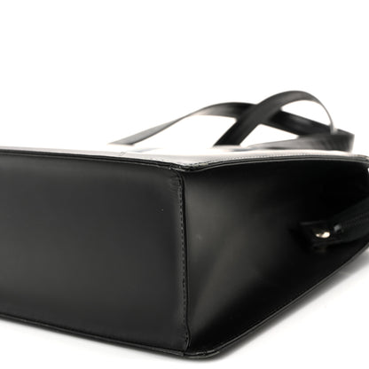 Burberry Glazed Calfskin House Check Briefcase Black 9 of 10