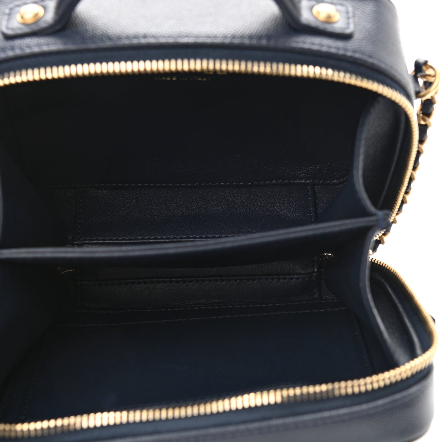 Caviar Quilted Small CC Filigree Vanity Case Navy