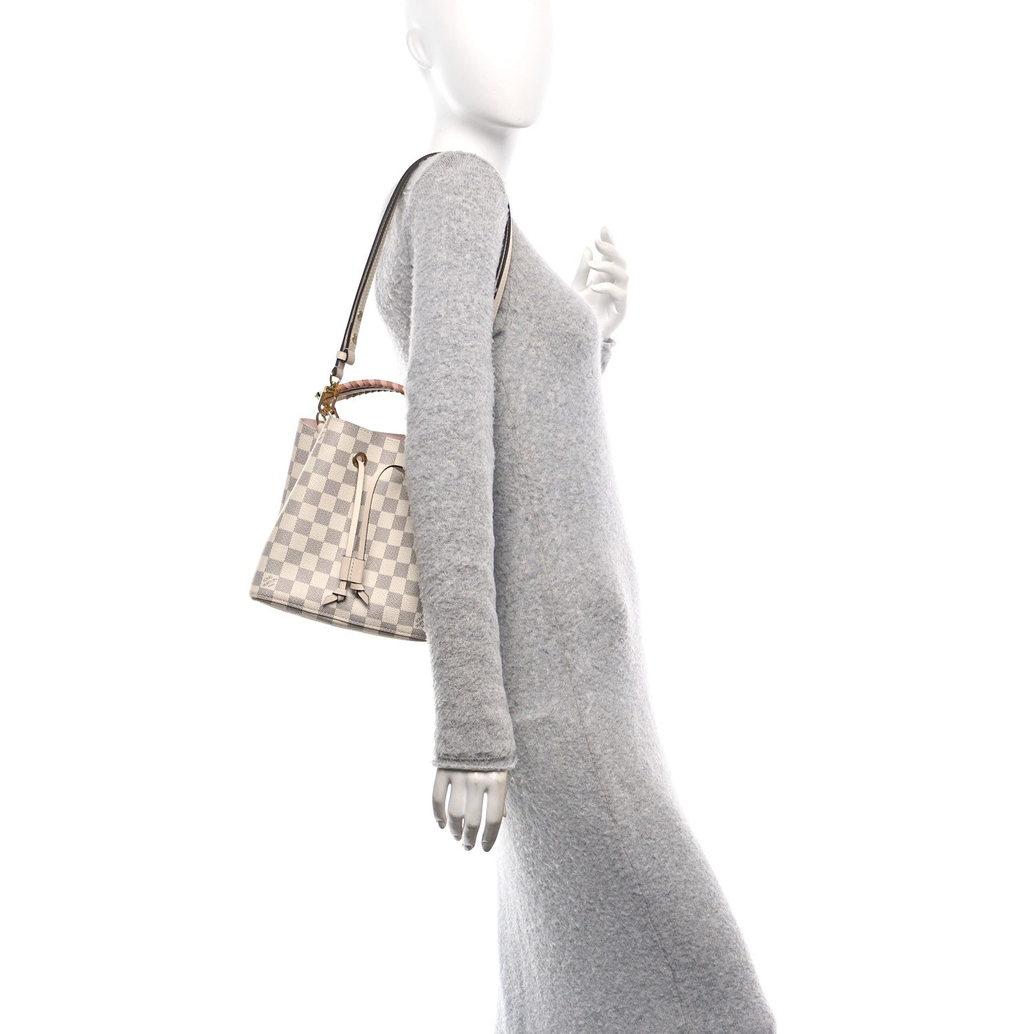 Louis Vuitton Damier Azur Braided Neonoe BB Pink 2 of 11