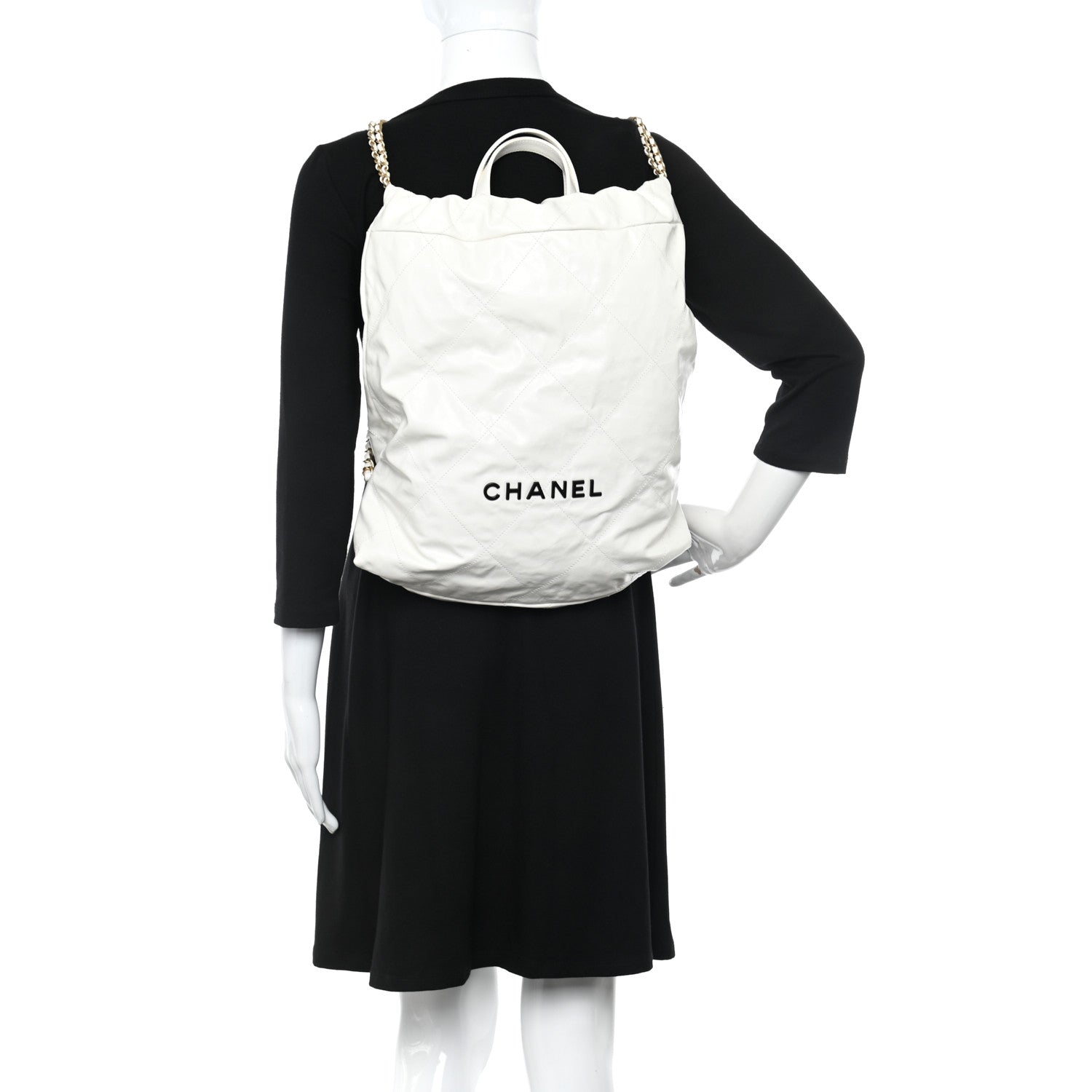 Chanel Calfskin Quilted Chanel 22 Backpack White Black 2 of 12