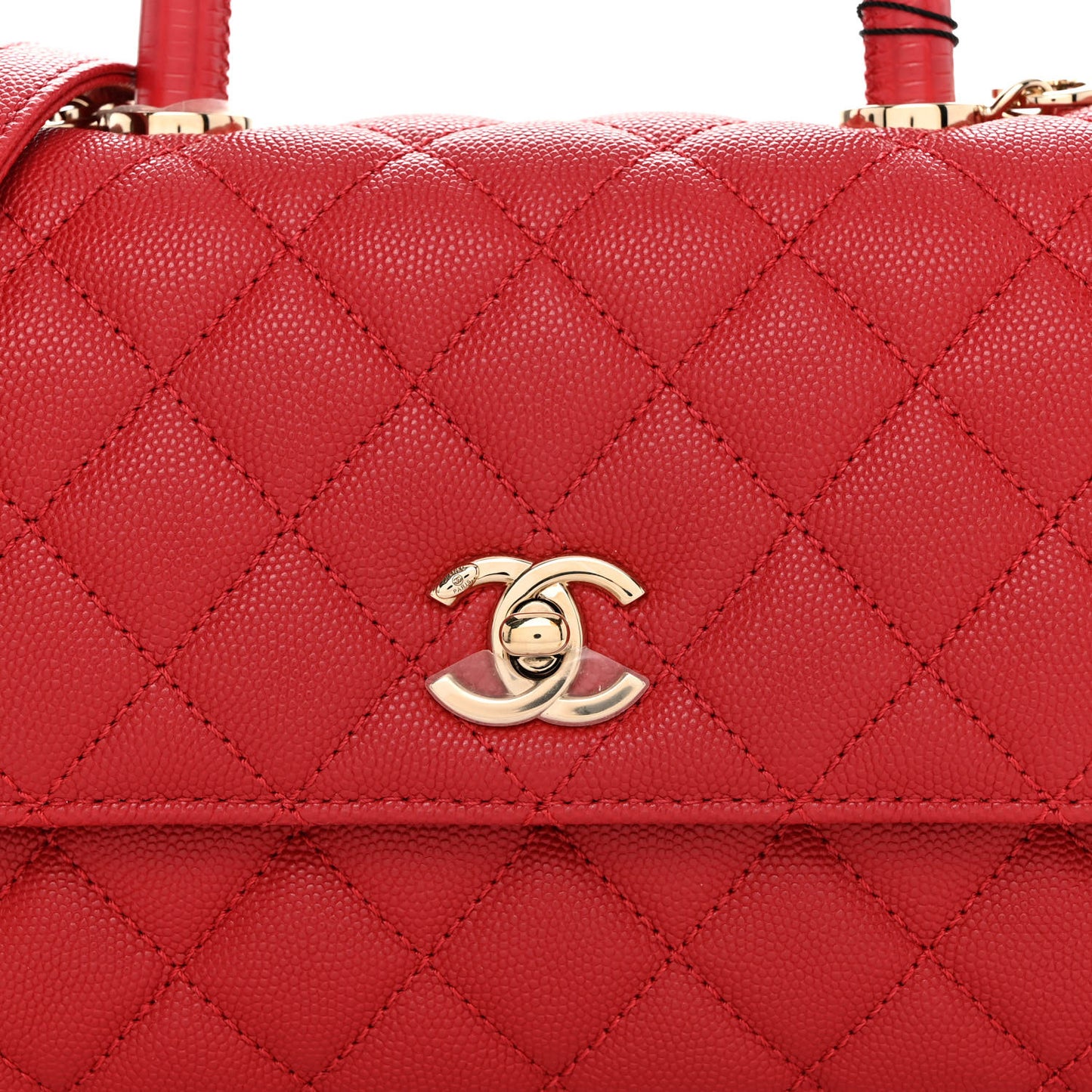 Caviar Quilted Mini Coco Handle Flap Red