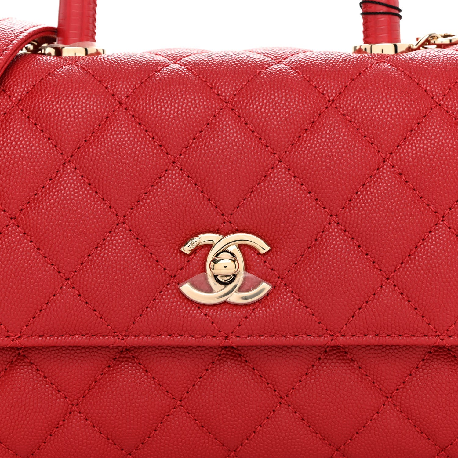 Chanel Caviar Quilted Mini Coco Handle Flap Red 8 of 10