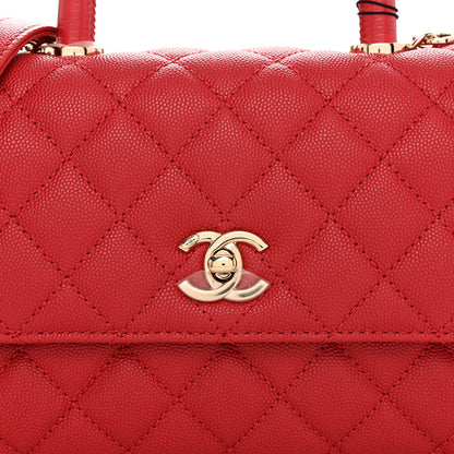Chanel Caviar Quilted Mini Coco Handle Flap Red 8 of 10