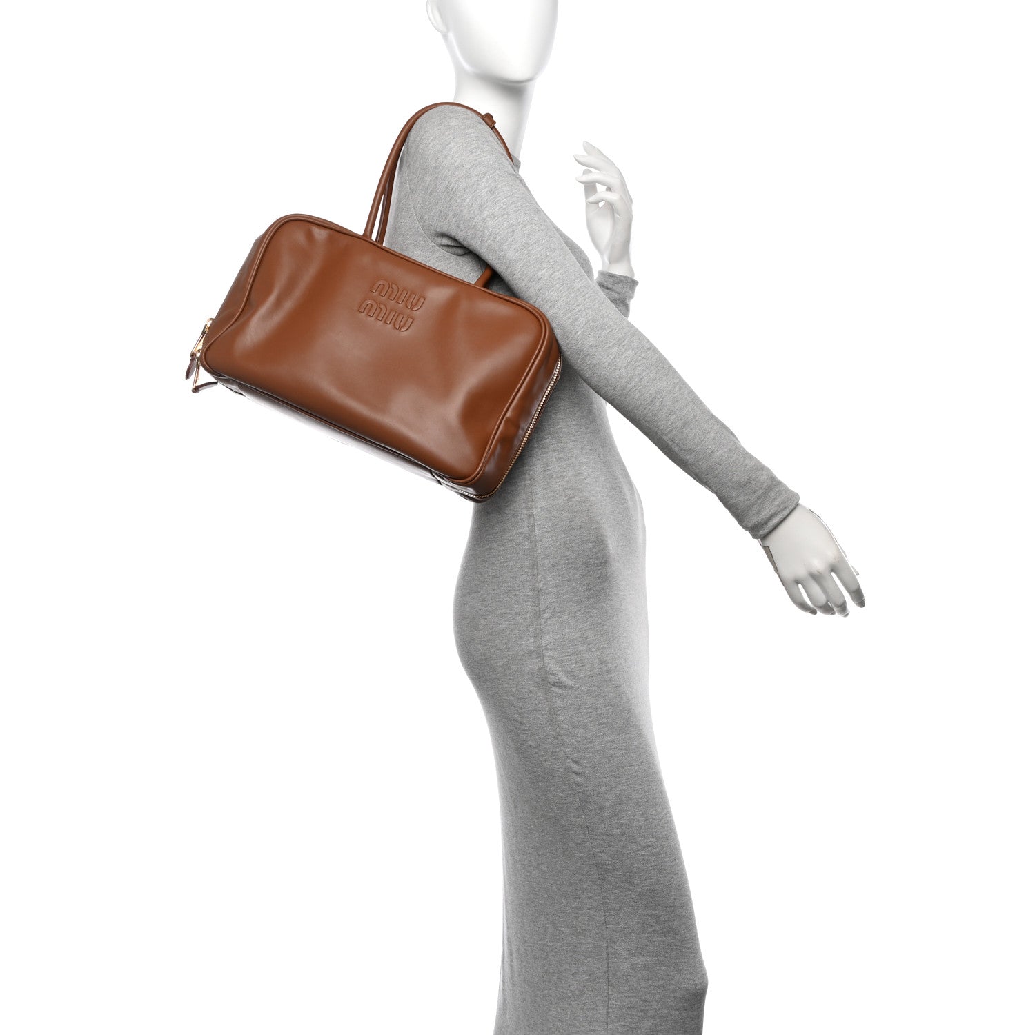 Miu Miu Soft Calf Softy Large Beau Top Handle Bag Cognac 2 of 9