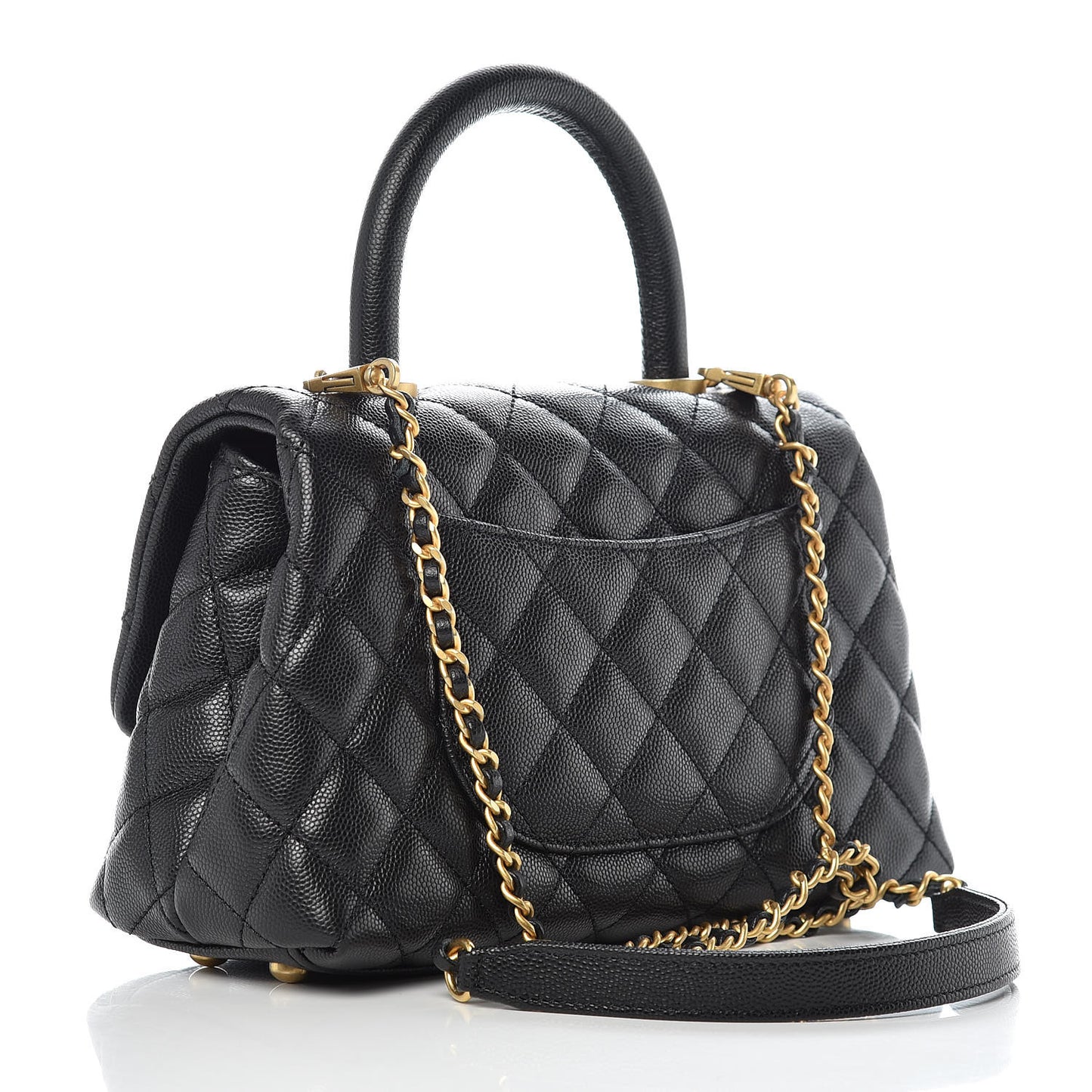 Caviar Quilted Mini Coco Handle Flap Black
