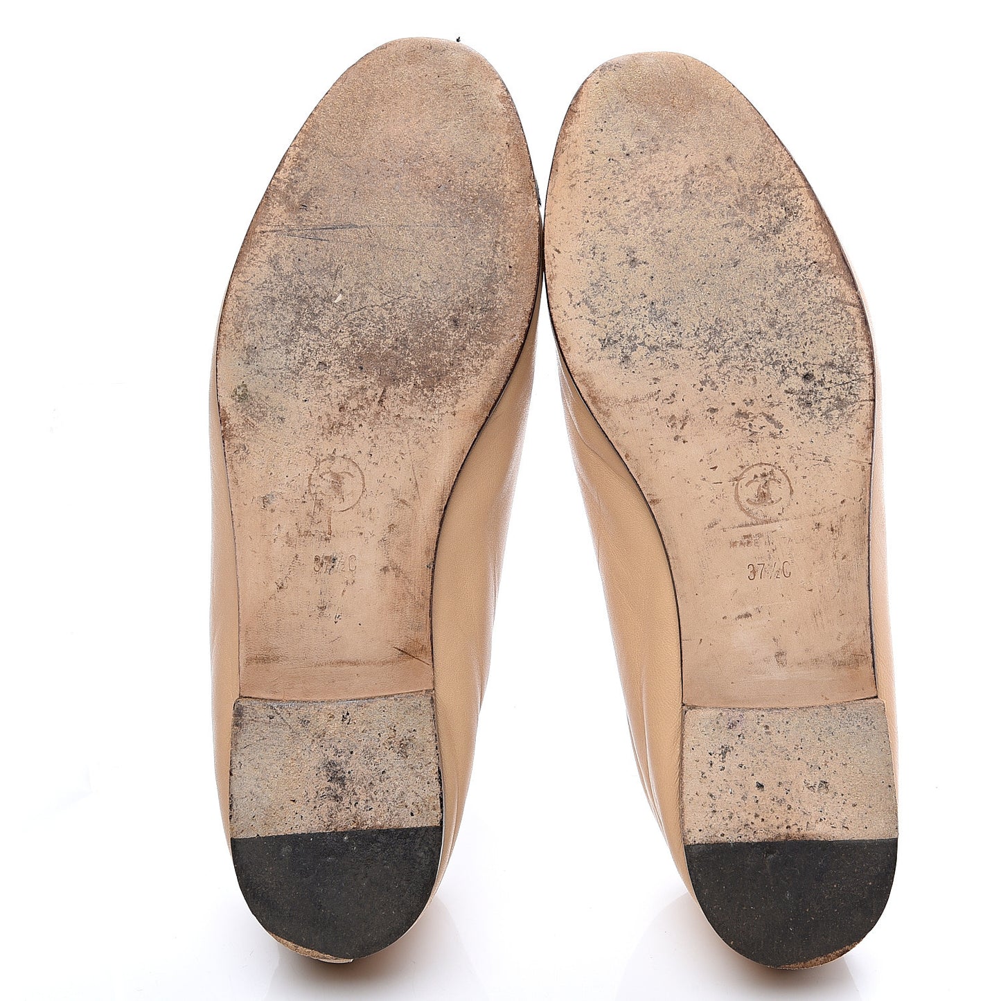 Lambskin Cap Toe CC Ballerina Flats 37.5 Beige Black