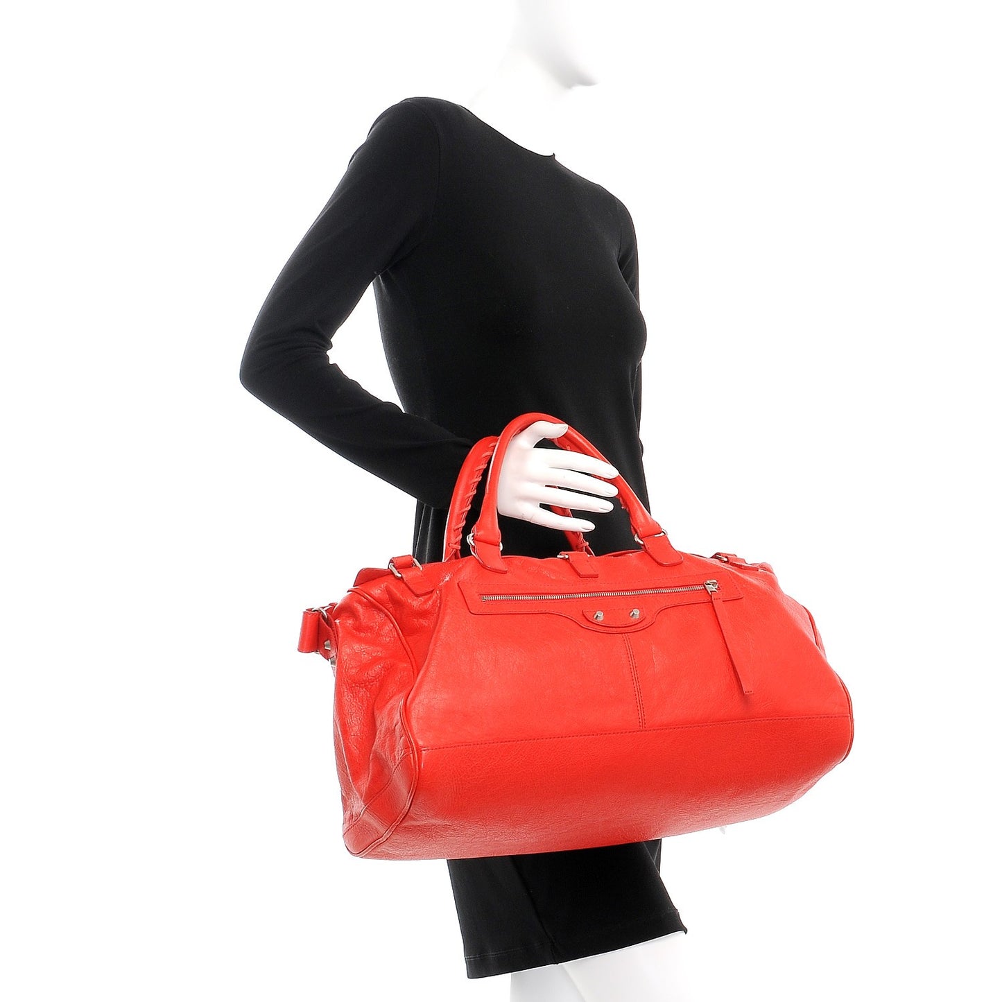 Agneau Classic Hardware Small Squash Duffel Bag Rouge Braise