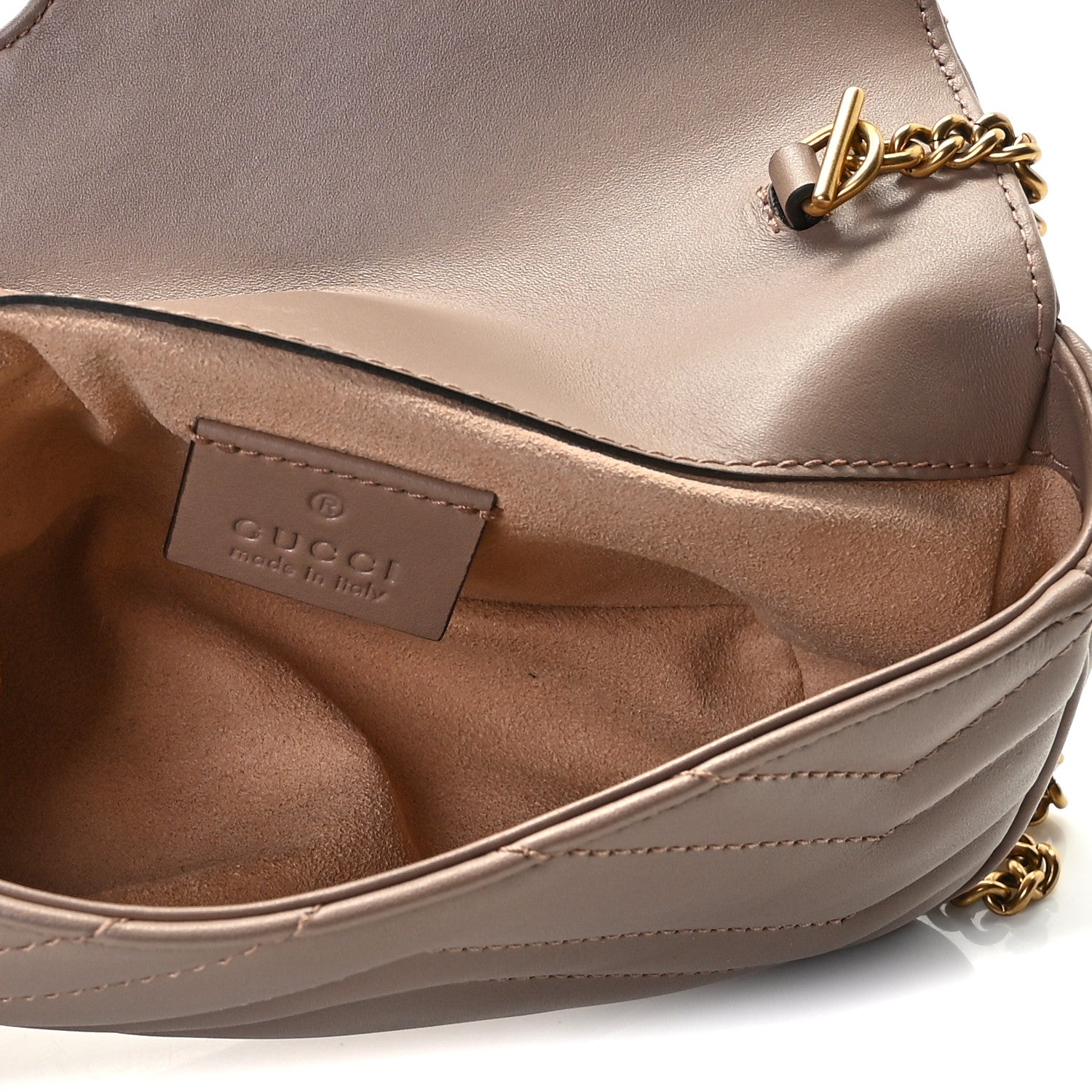 Gucci Calfskin Matelasse Super Mini GG Marmont Shoulder Bag Porcelain Rose 5 of 7