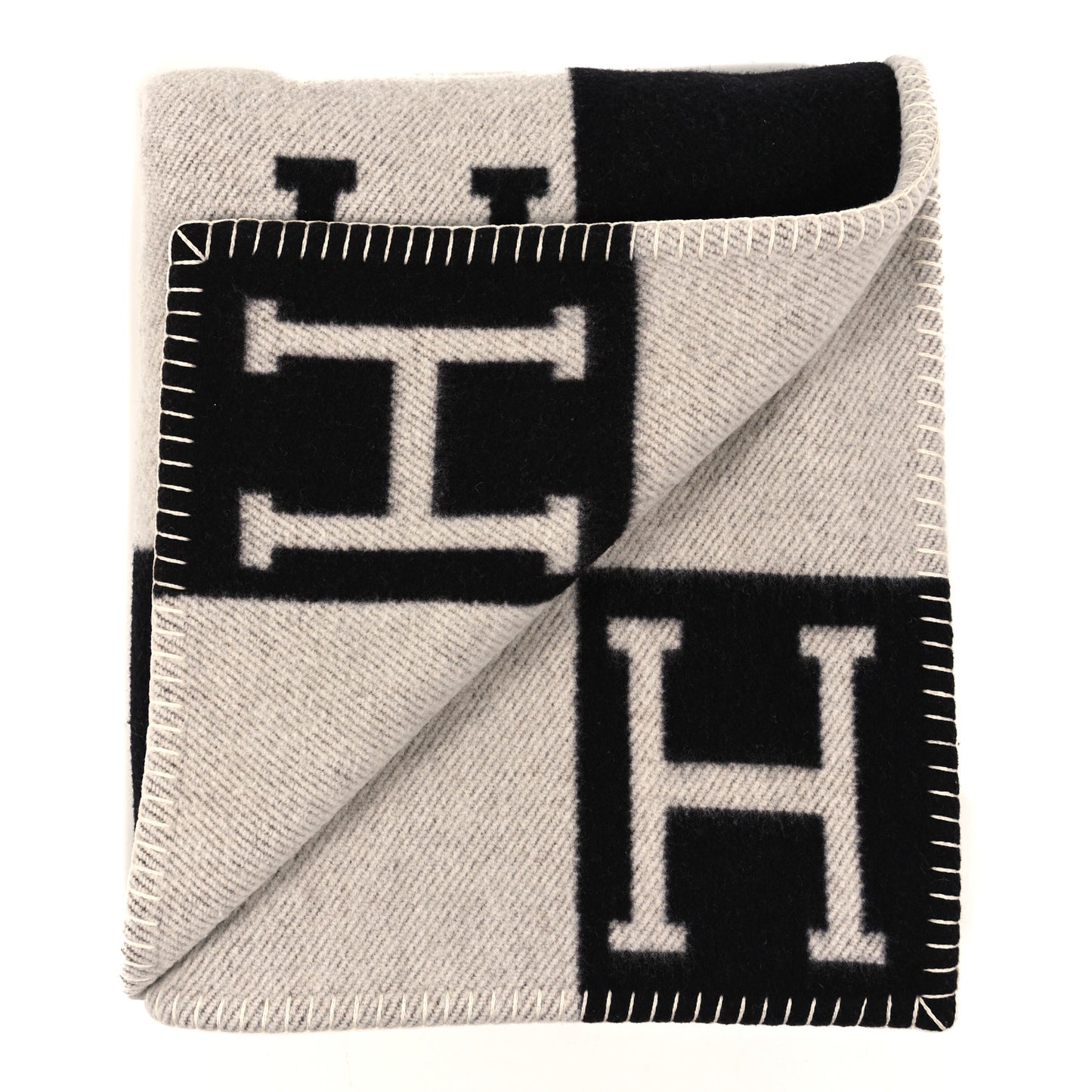 Wool Cashmere Avalon Blanket Ecru Black
