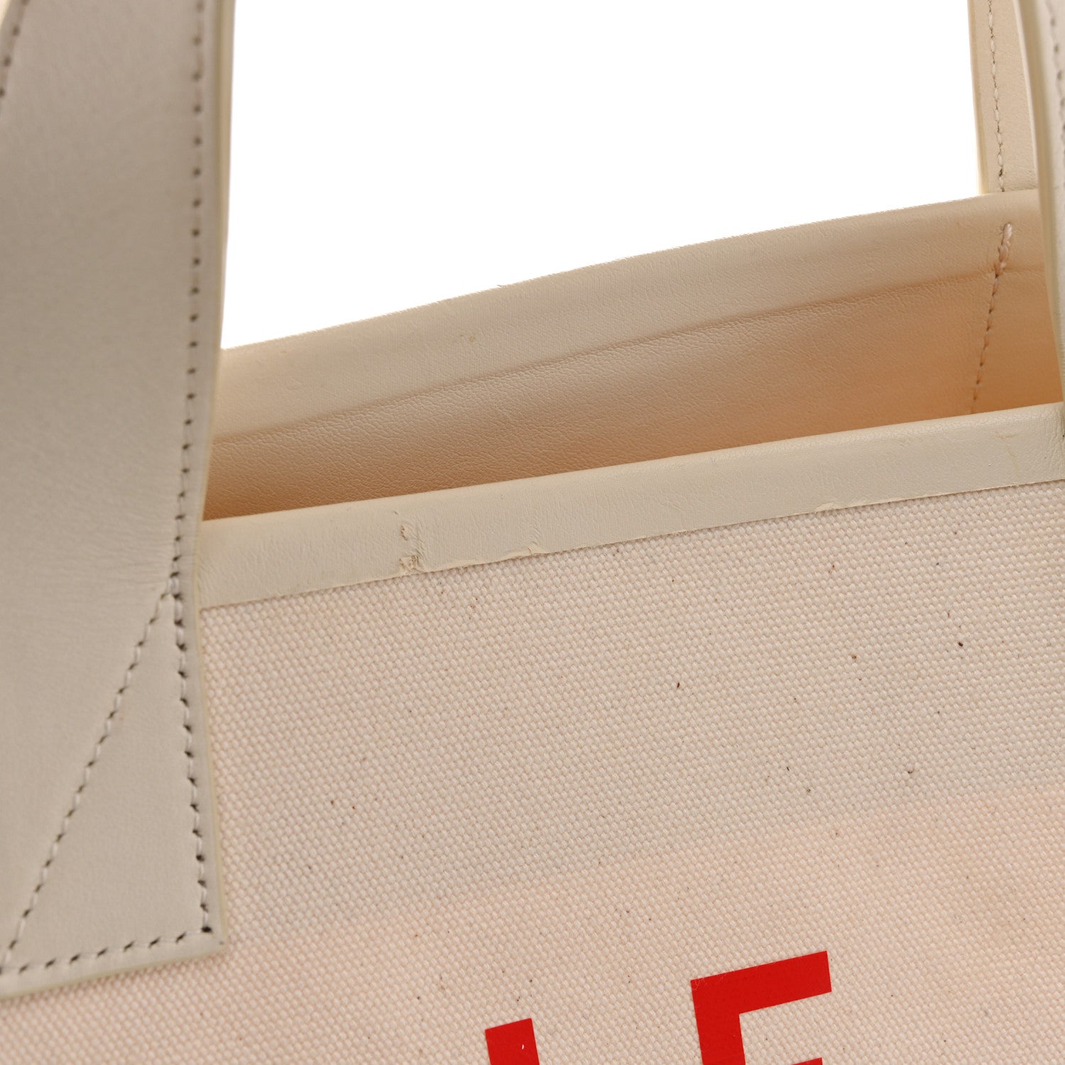 Celine Textile Medium Made In Tote Natural Natural Red 12 of 14