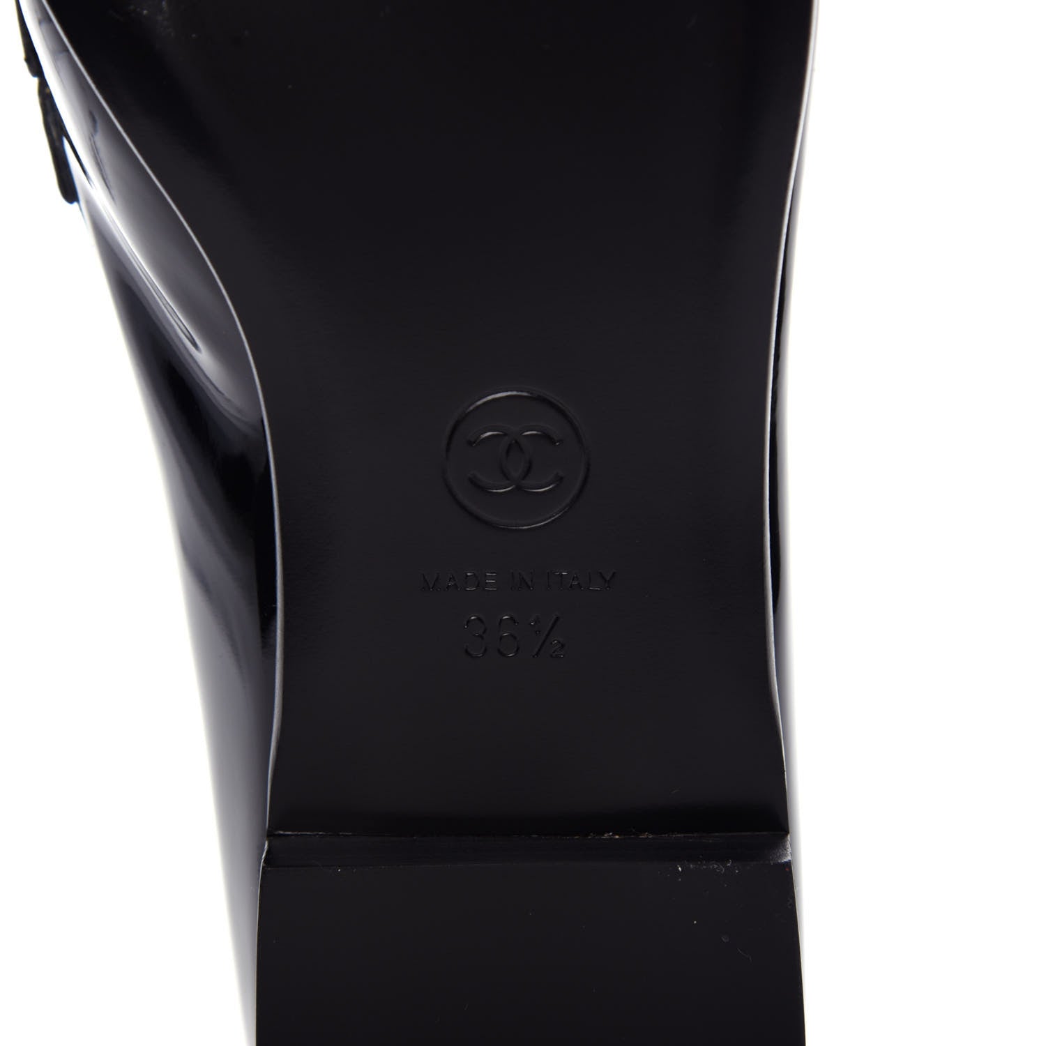 Chanel Patent CC Mocassin Loafers 36.5 Black 9 of 11