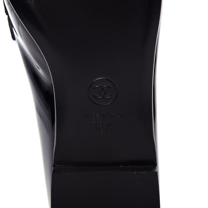 Chanel Patent CC Mocassin Loafers 36.5 Black 9 of 11