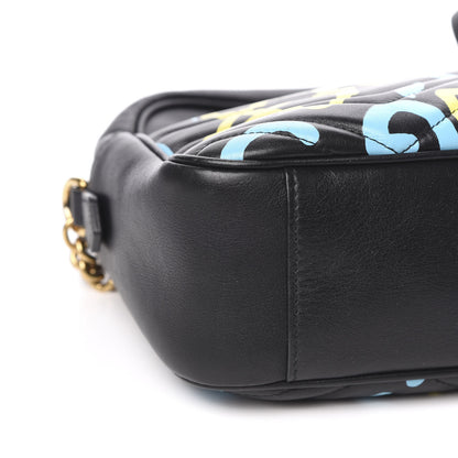 Gucci Calfskin Matelasse GucciGhost Medium GG Marmont Chain Shoulder Bag Black New Acquamarine 9 of 11