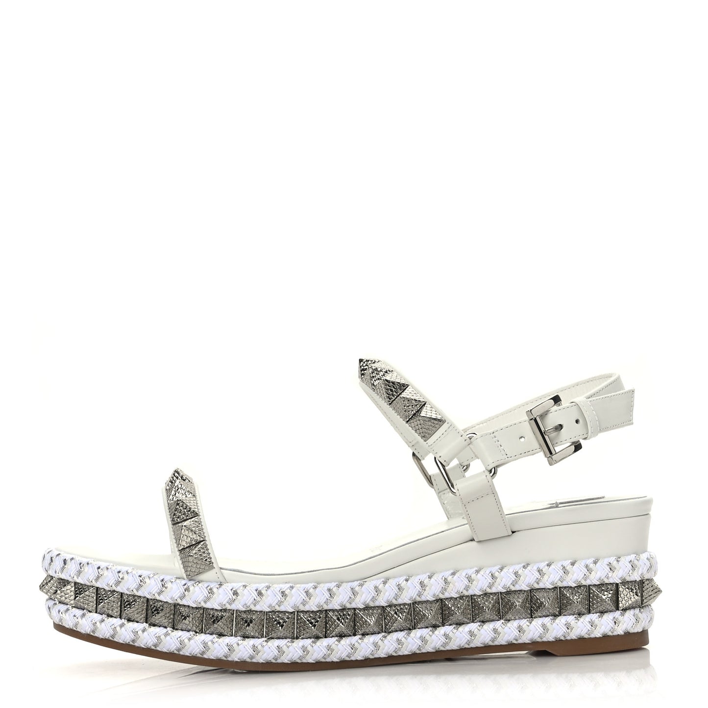 Calfskin Bianco Pyraclou 60 Platform Sandals 38 White Silver
