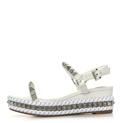 Christian Louboutin Calfskin Bianco Pyraclou 60 Platform Sandals 38 White Silver 1 of 7